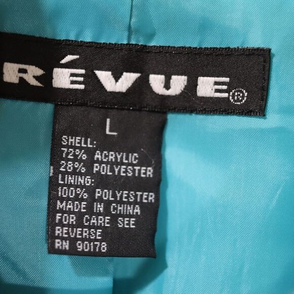 Révue Vintage Structured Blue & White Blazer Tweed Piping Polka Dot LG - Picture 7 of 10